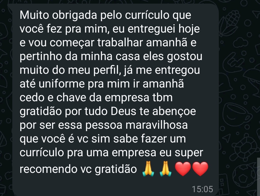 Print real de cliente: Começou a trabalhar no dia seguinte